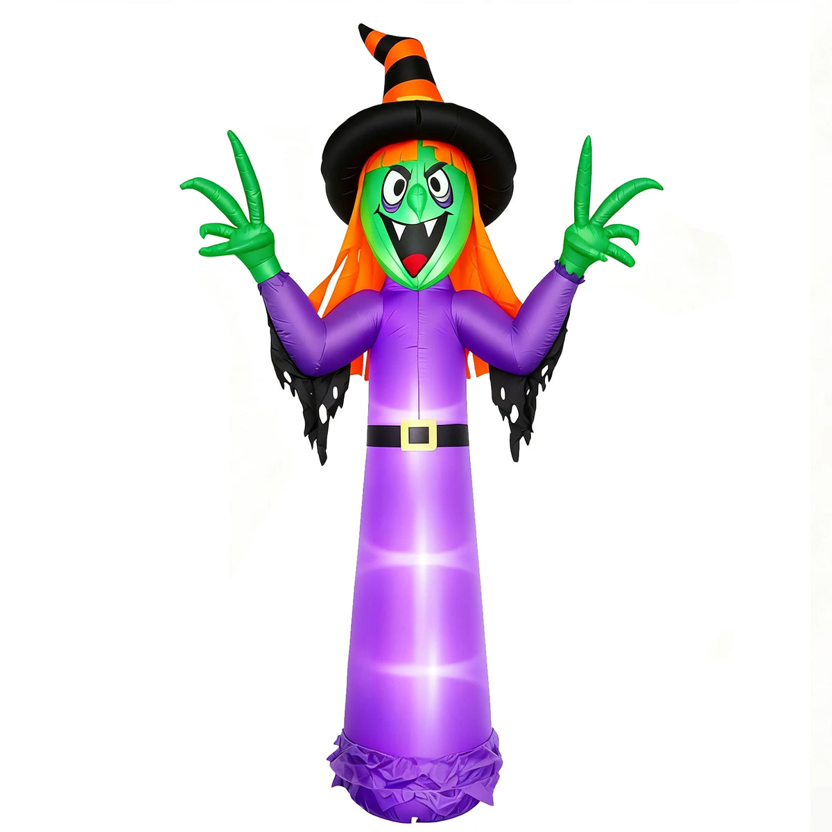 Leuchtende Hexen-Halloween-Dekoration zum Aufblasen – Riesige beleuchtete Garten-Deko mit integrierten LED-Lichtern