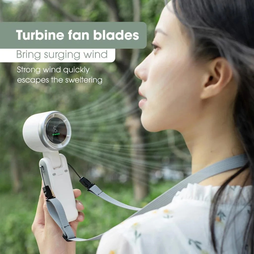 Ventilador portátil plegable con pantalla digital y recargable por USB
