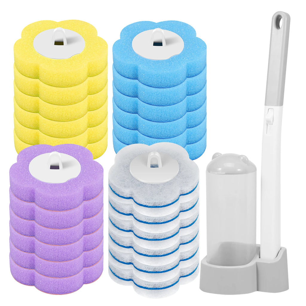 Disposable Scented Brush Heads with Auto Lid Holder & 360° Deep Cleaning