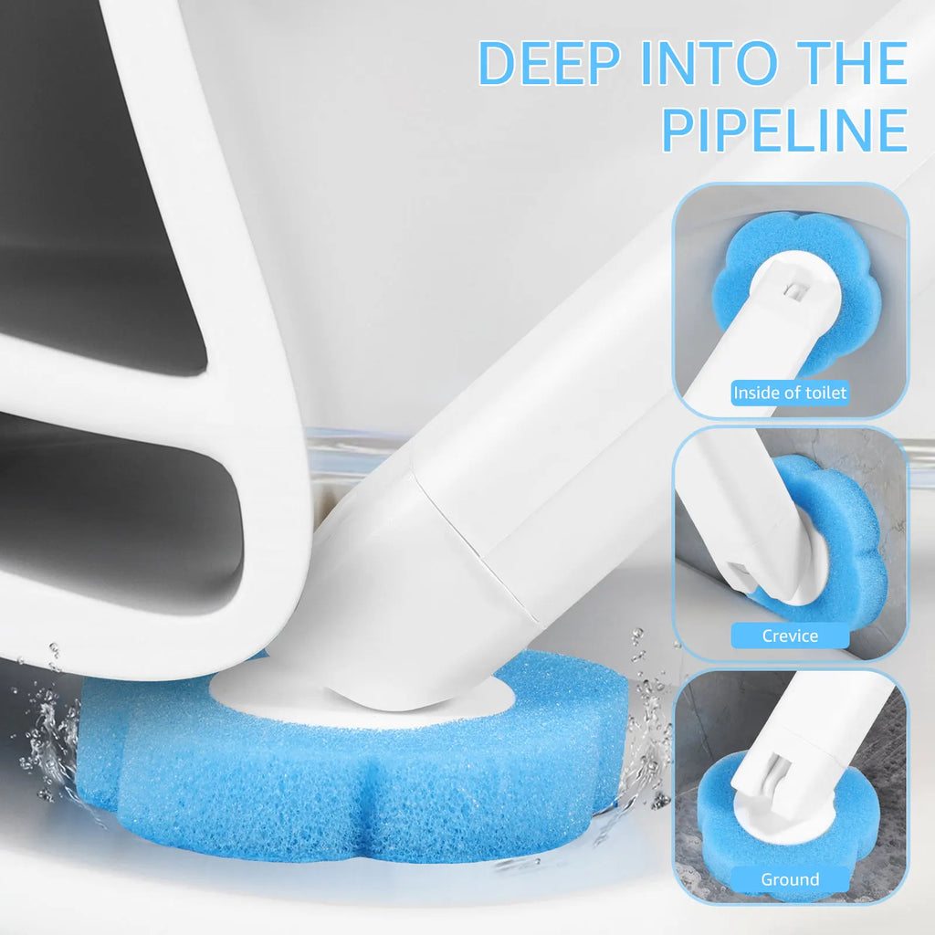 Disposable Scented Brush Heads with Auto Lid Holder & 360° Deep Cleaning