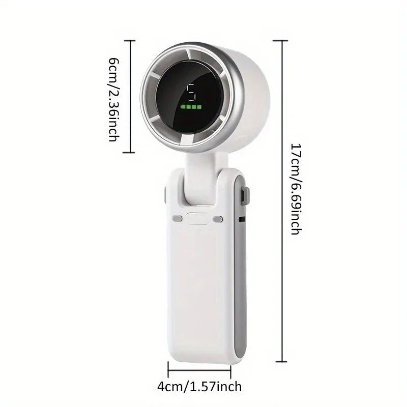 Ventilador portátil plegable con pantalla digital y recargable por USB