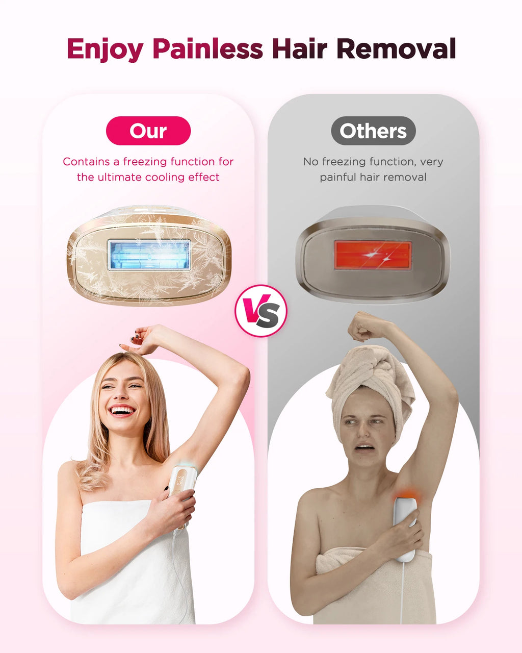 Dauerhafte, schmerzfreie IPL-Laserhaarentfernung für Körper, Bikinizone und Gesicht