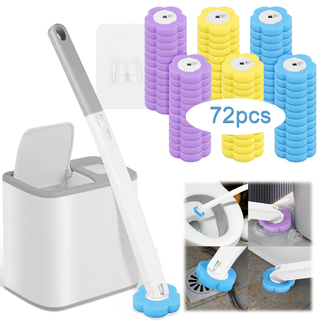 Disposable Scented Brush Heads with Auto Lid Holder & 360° Deep Cleaning