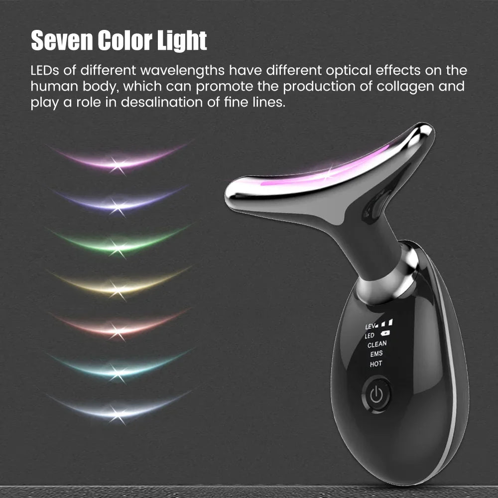 Masajeador facial EMS — Fotones LED, Dispositivo para tensar cuello y barbilla