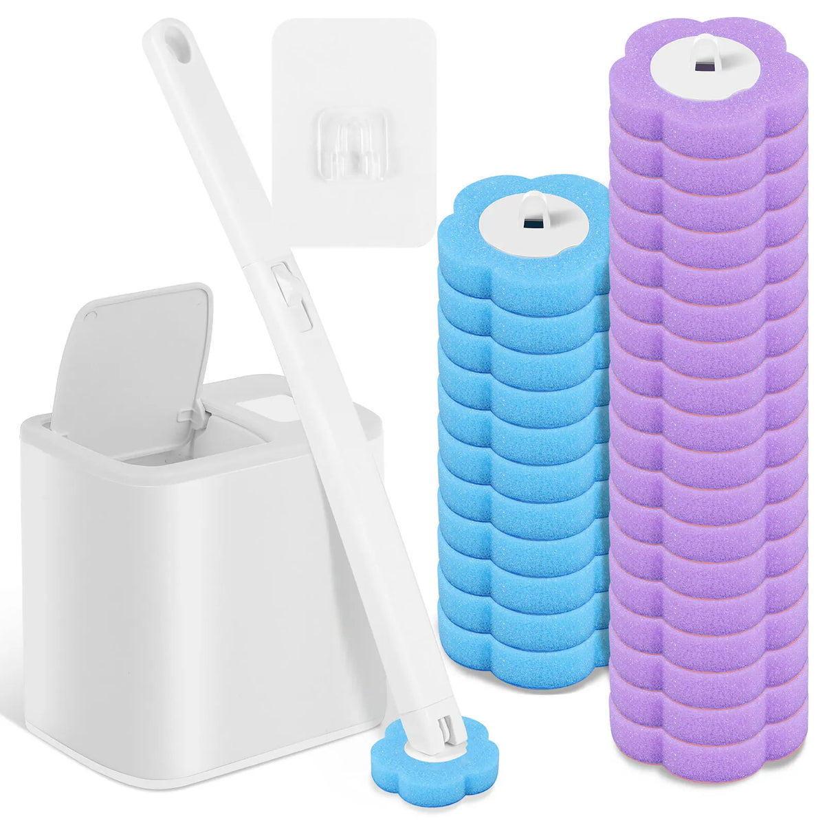 Disposable Scented Brush Heads with Auto Lid Holder & 360° Deep Cleaning