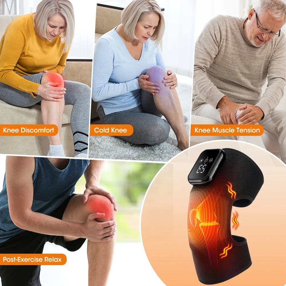 Elektrisch beheizbare Kniebandage mit Massagefunktion zur Gelenkunterstützung