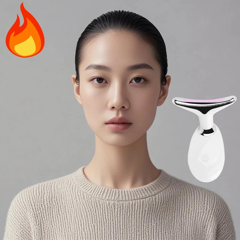 Masajeador facial EMS — Fotones LED, Dispositivo para tensar cuello y barbilla