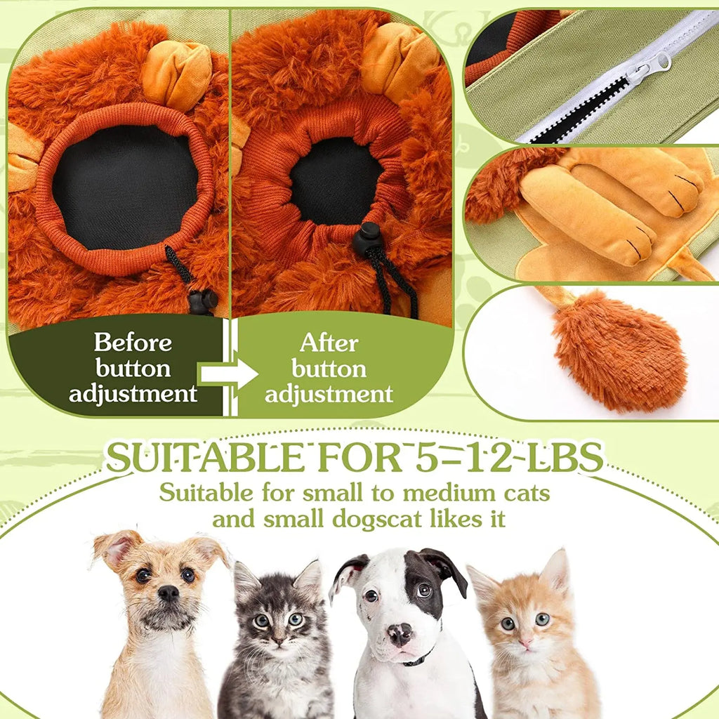 Bolso de Hombro para Mascotas León – Lona de Algodón Suave para Gatos y Perros Pequeños