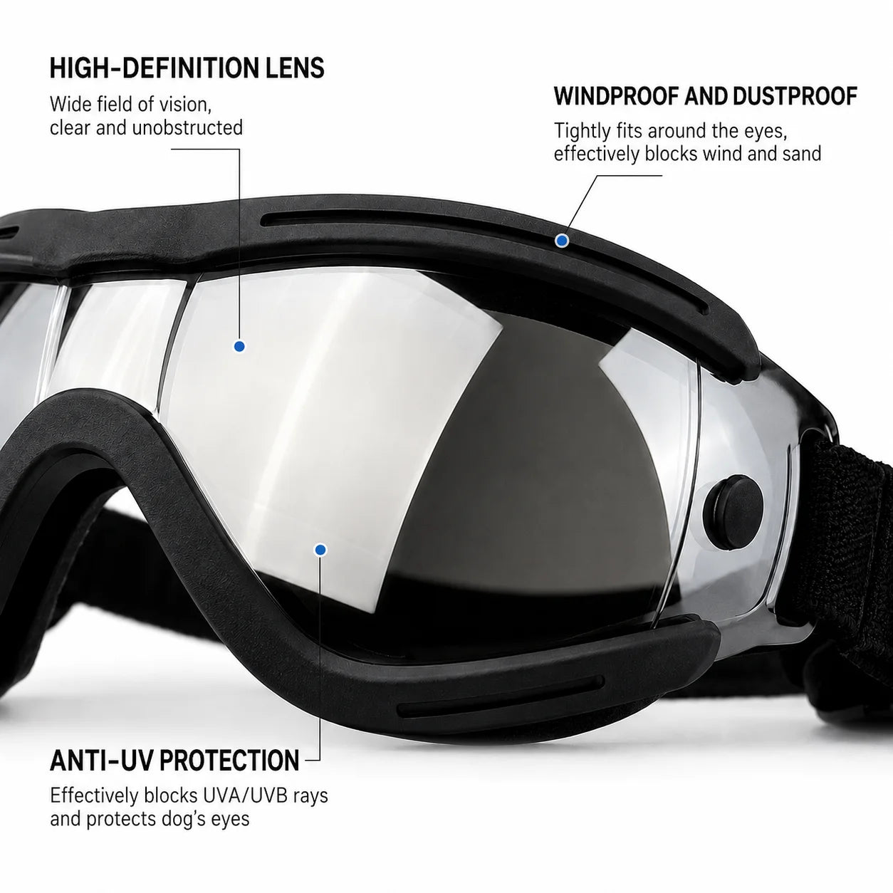 Pet Adjustable Dog Goggles – Anti-UV Sun Glasses for Eye Protection