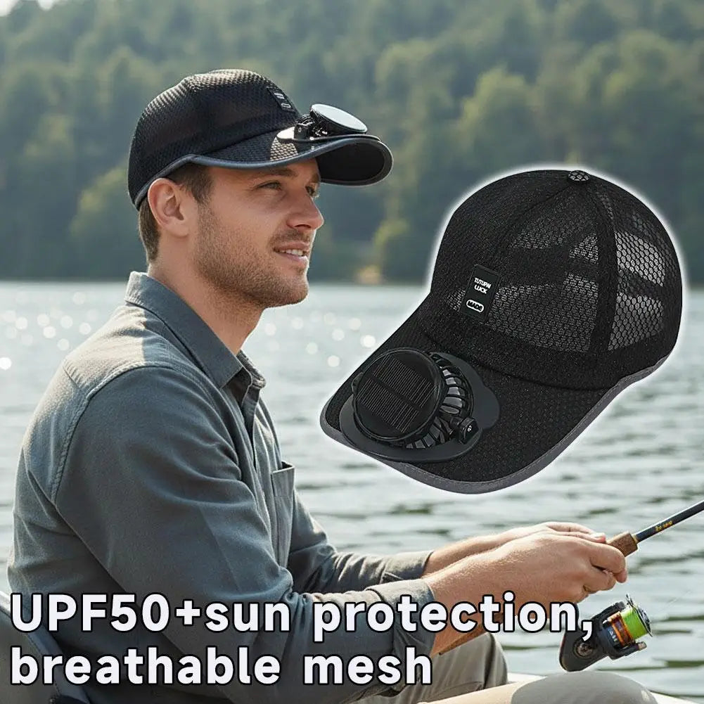 Solar-Lüfterhut, USB-wiederaufladbar für sommerliche Outdoor-Aktivitäten
