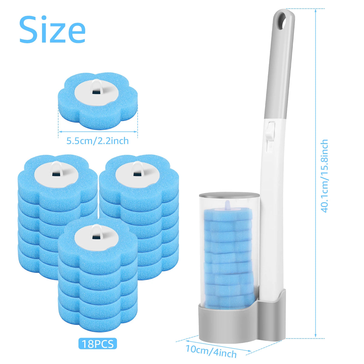 Disposable Scented Brush Heads with Auto Lid Holder & 360° Deep Cleaning