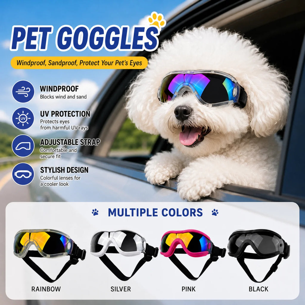 Pet Adjustable Dog Goggles – Anti-UV Sun Glasses for Eye Protection