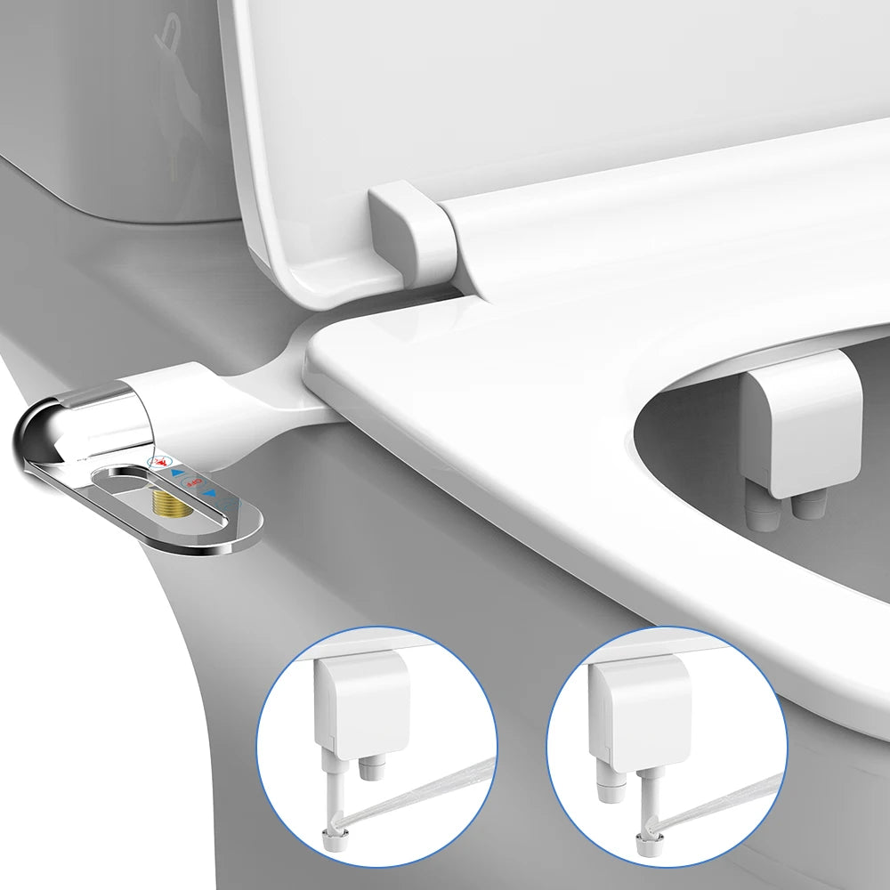 Non-Electric Bidet Toilet Attachment – Dual Nozzle, Adjustable Water Pressure