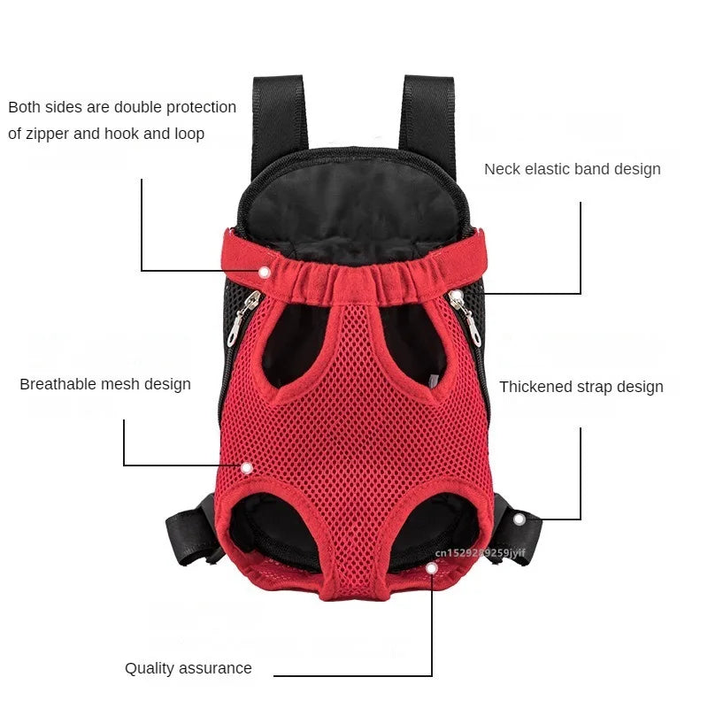 Mochila Transportadora Delantera para Mascotas – Bolsa de Viaje de Malla Transpirable para Perros y Gatos Pequeños