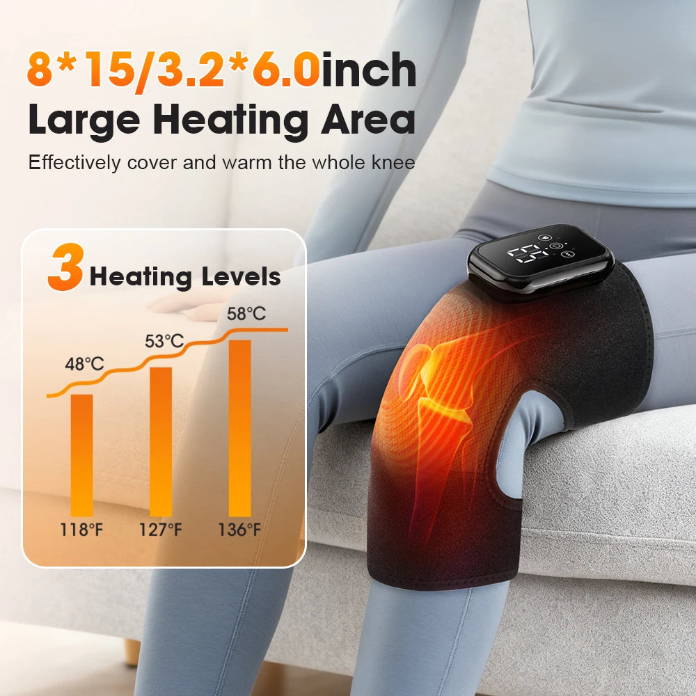 Elektrisch beheizbare Kniebandage mit Massagefunktion zur Gelenkunterstützung