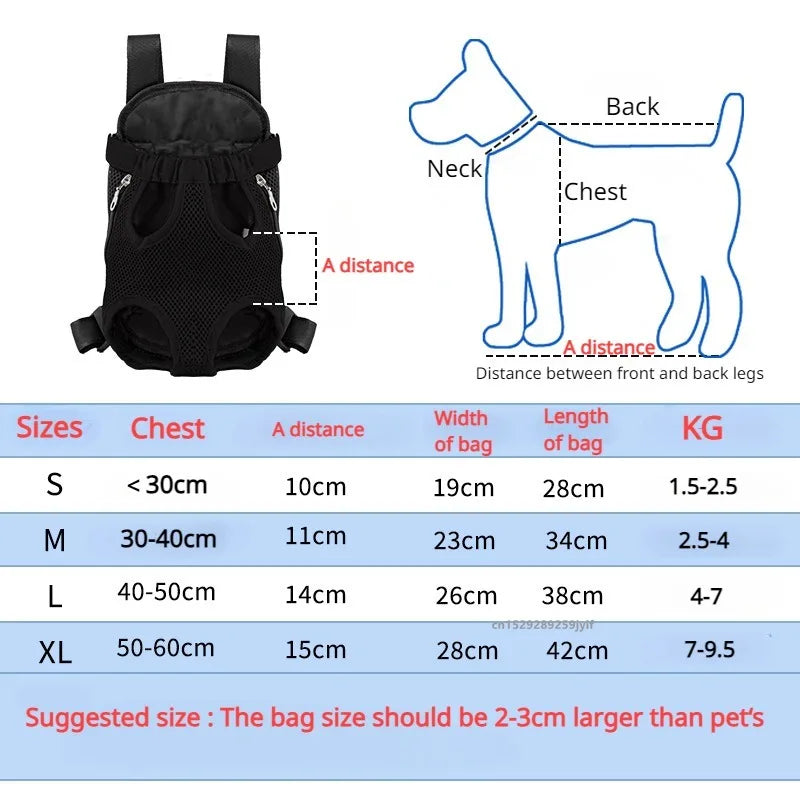 Mochila Transportadora Delantera para Mascotas – Bolsa de Viaje de Malla Transpirable para Perros y Gatos Pequeños