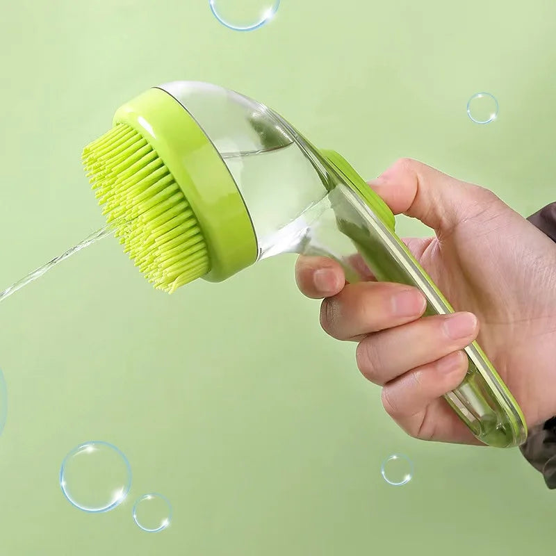 Cepillo de baño para mascotas – Herramienta de aseo todo en uno con dispensador de jabón para perros y gatos