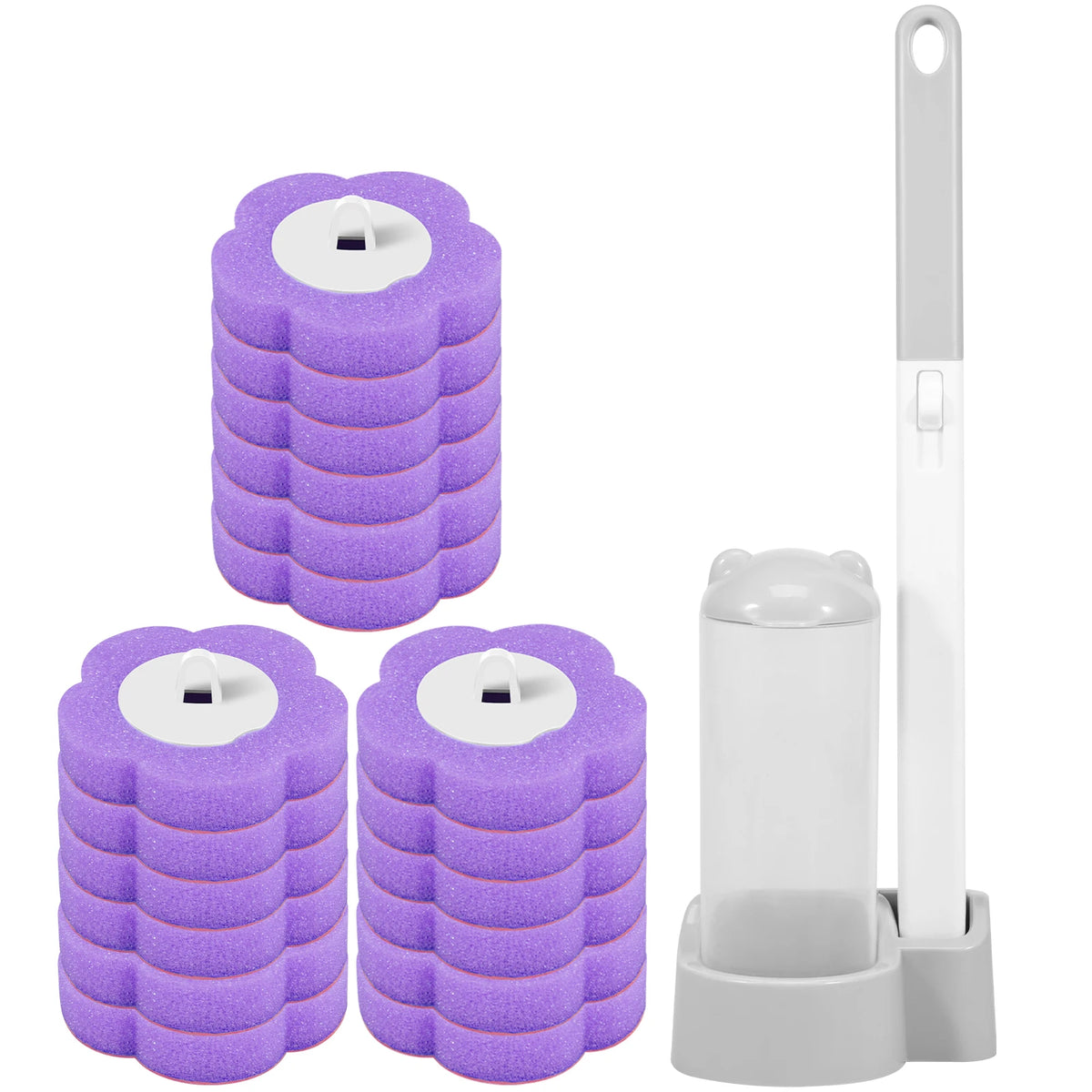 Disposable Scented Brush Heads with Auto Lid Holder & 360° Deep Cleaning