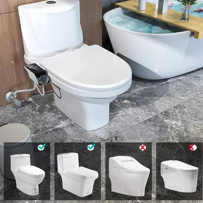 Adjustable Non-Electric Bidet Toilet Seat - Ultra-Thin Installation