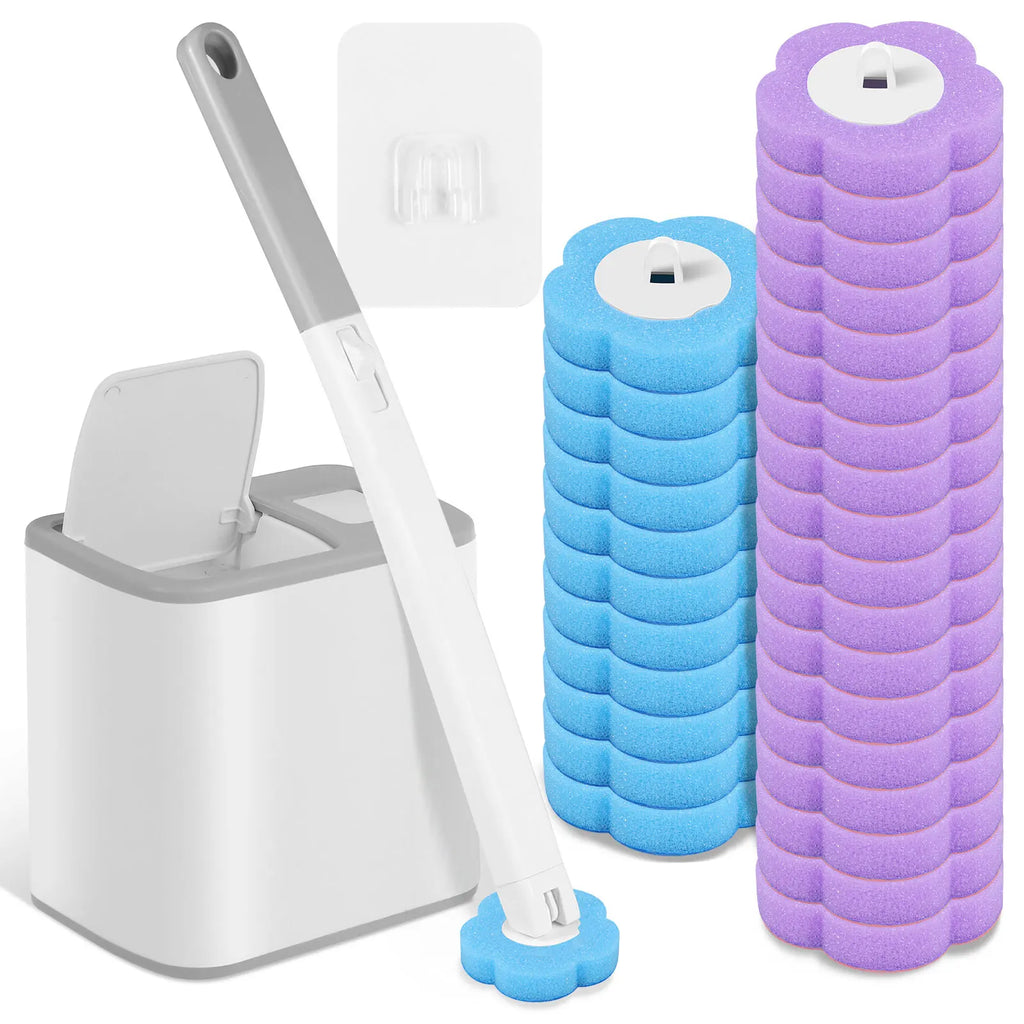 Disposable Scented Brush Heads with Auto Lid Holder & 360° Deep Cleaning