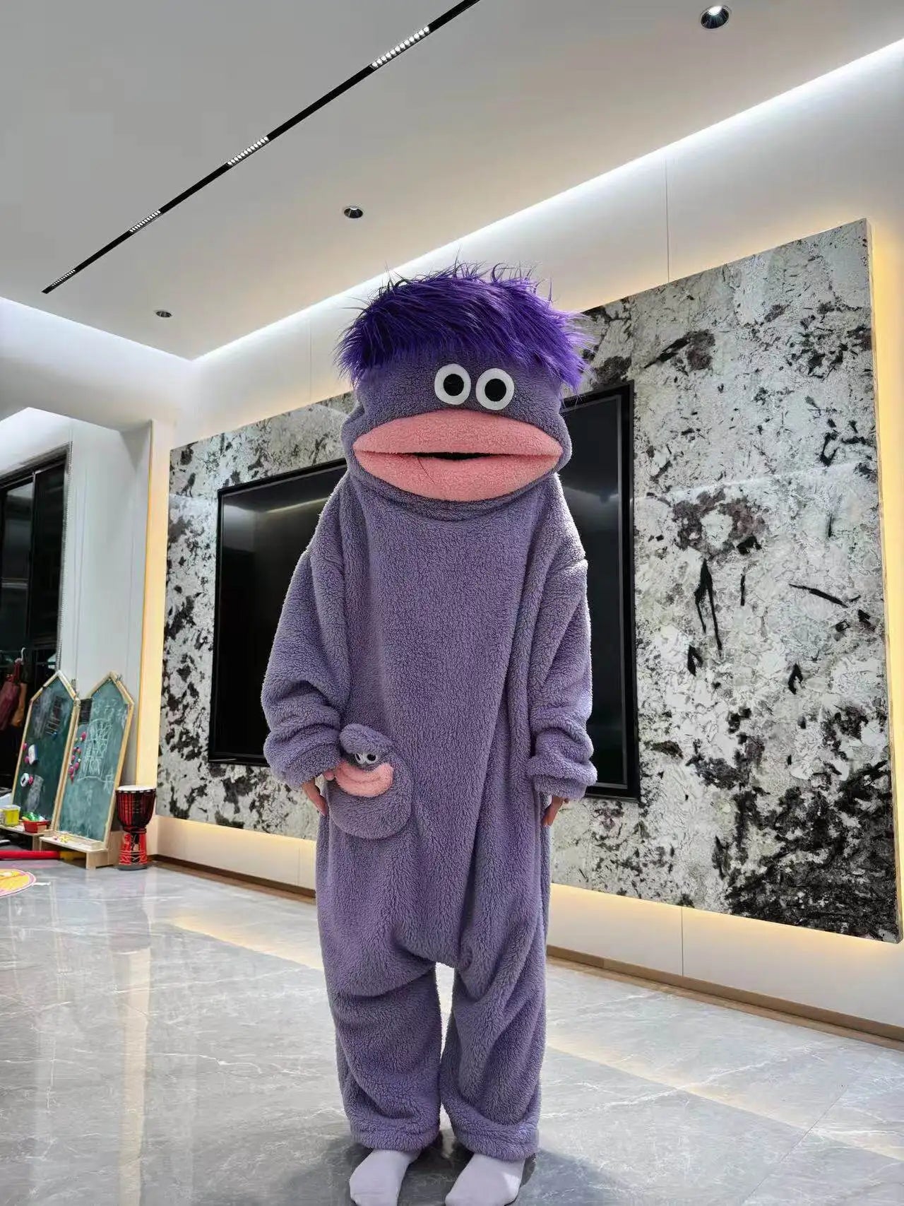 Funny Monster Onesie – Thick Coral Fleece Winter Pajamas for Adults & Couples