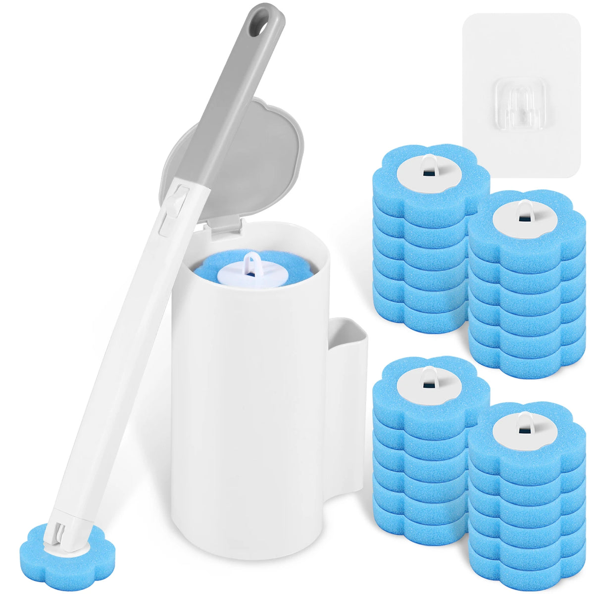 Disposable Scented Brush Heads with Auto Lid Holder & 360° Deep Cleaning