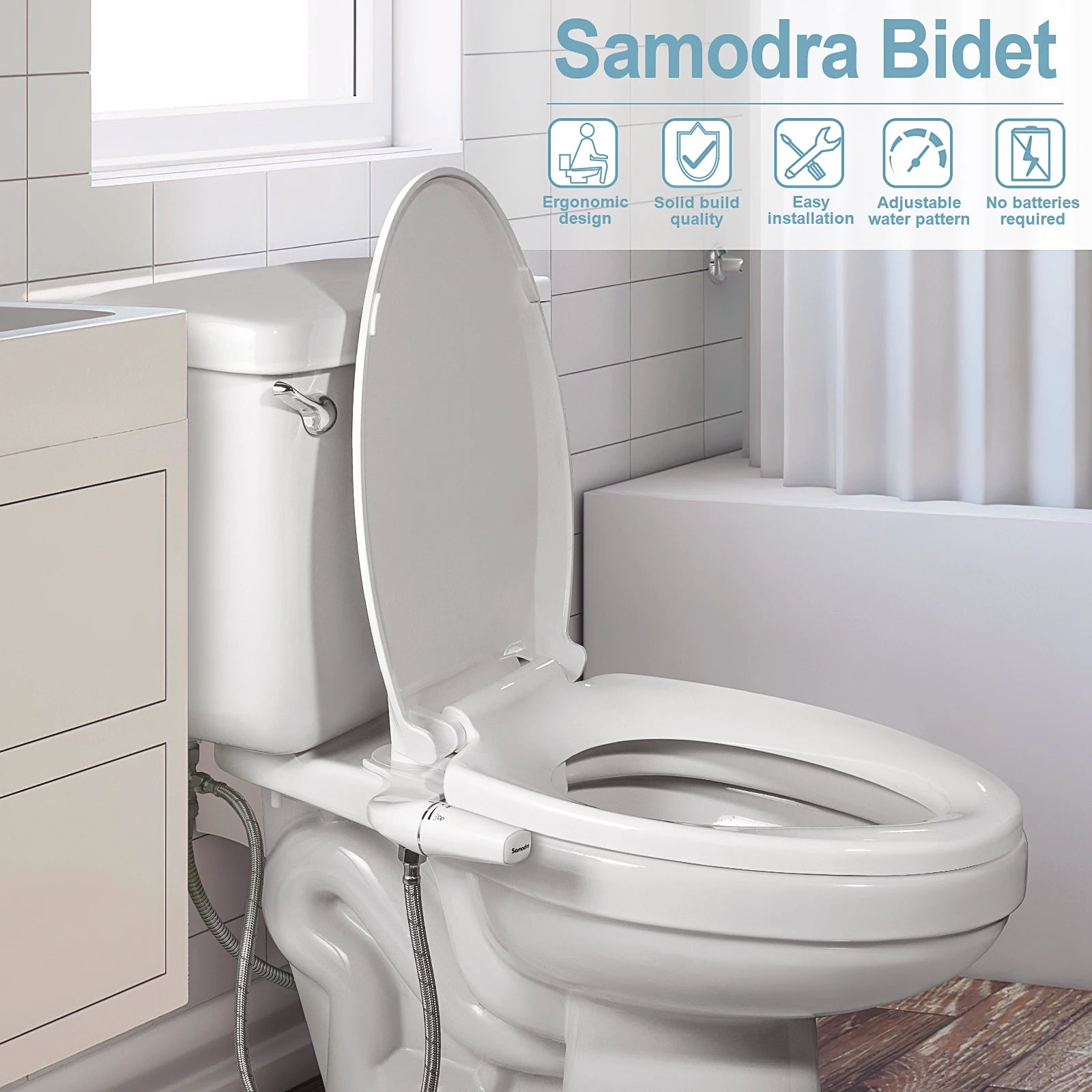 Adjustable Non-Electric Bidet Toilet Seat - Ultra-Thin Installation