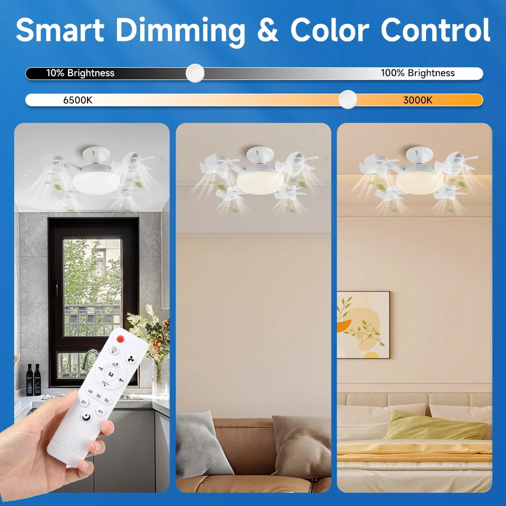 Decken-LED-Ventilatorleuchte Fernbedienung Einstellbar 3-Stufen