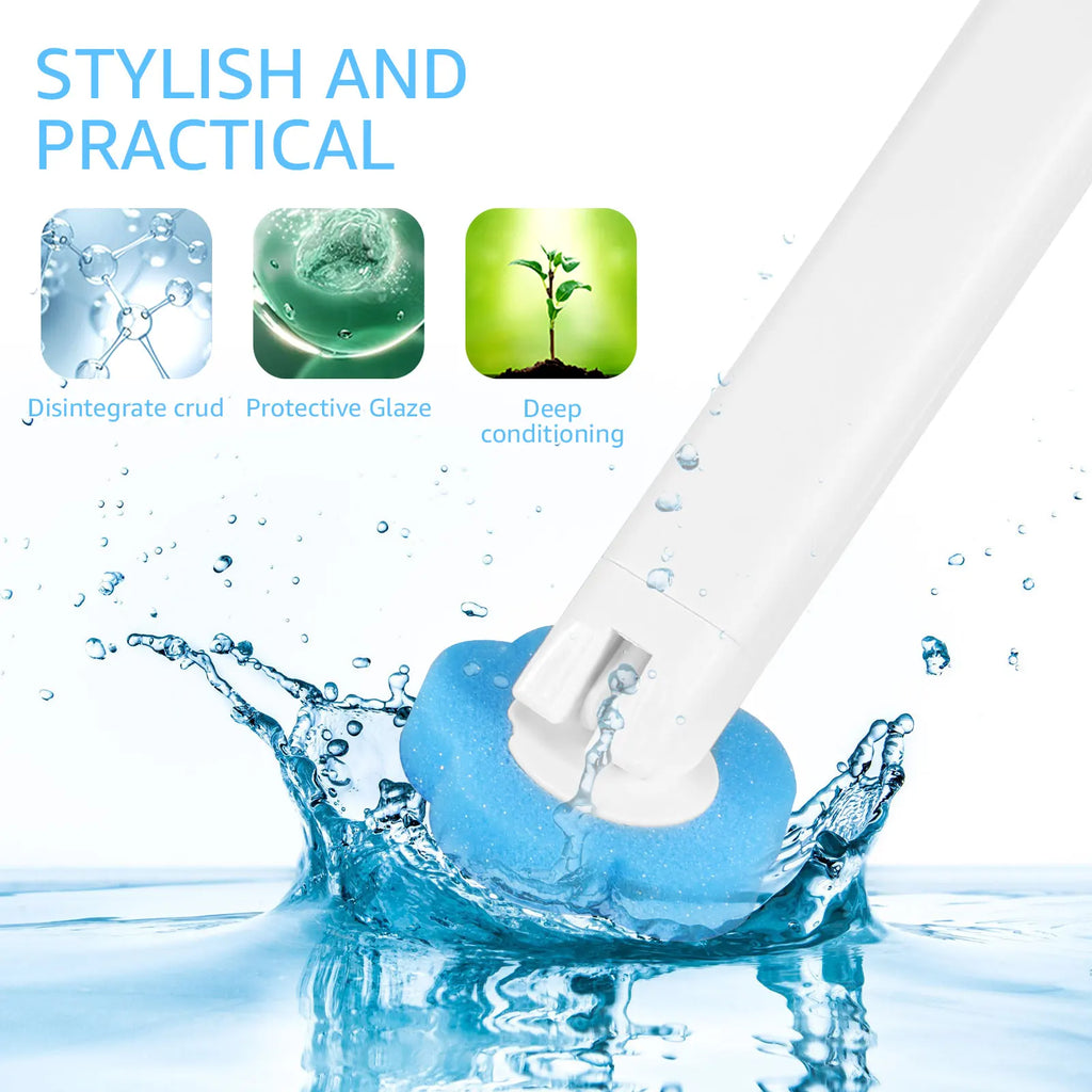 Disposable Scented Brush Heads with Auto Lid Holder & 360° Deep Cleaning