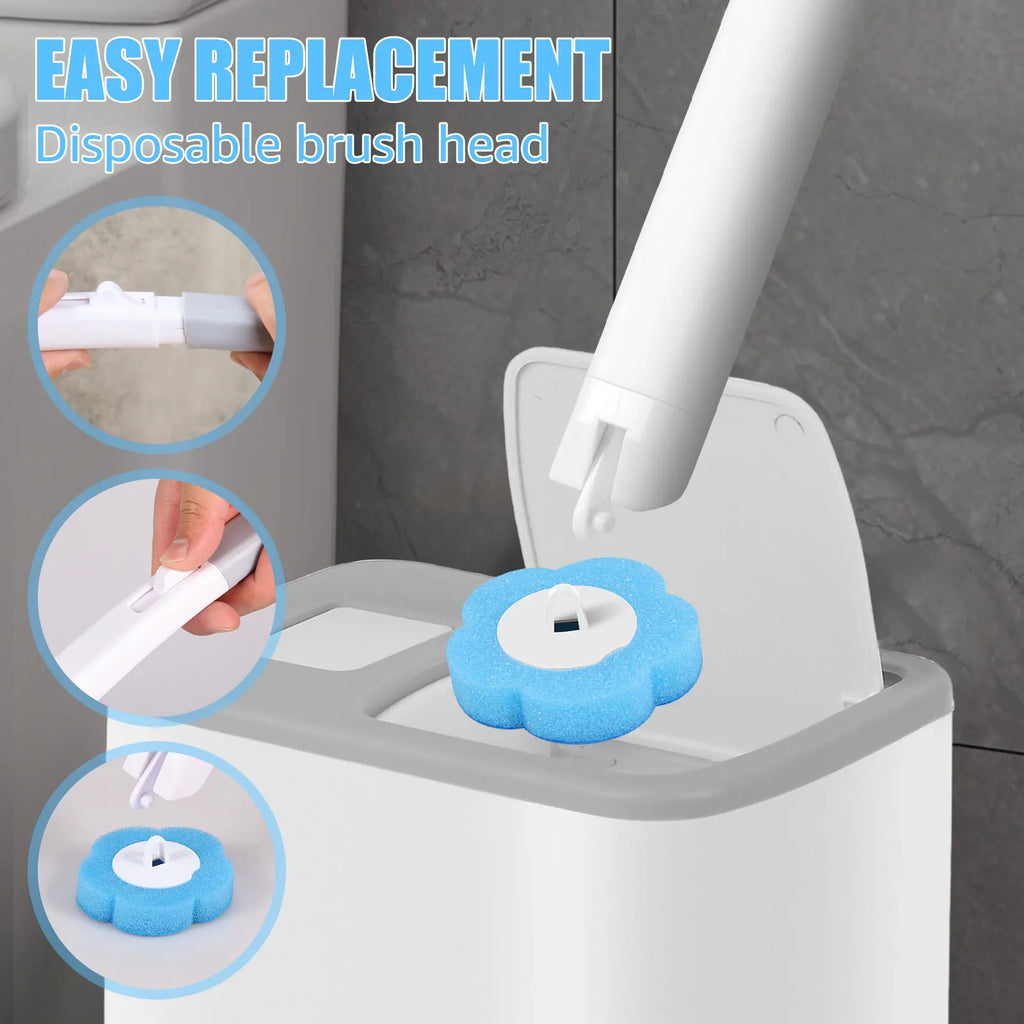 Disposable Scented Brush Heads with Auto Lid Holder & 360° Deep Cleaning