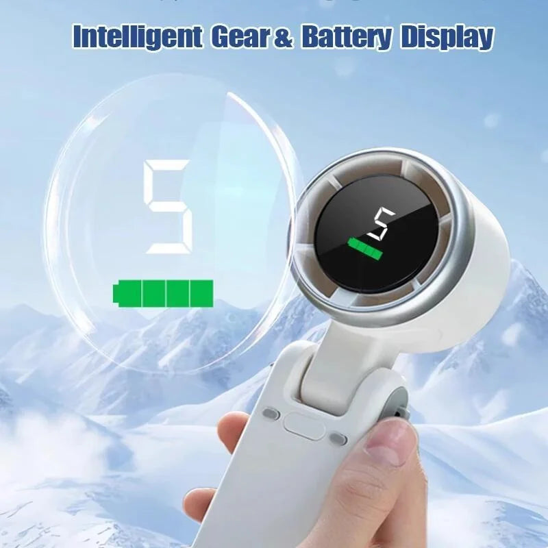 Ventilador portátil plegable con pantalla digital y recargable por USB